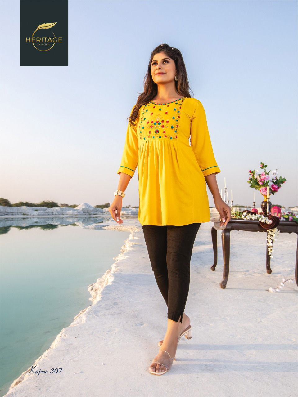Heritage Kajree Vol 3 Stylish Fancy Wear Wholesale Ladies Top Catalog
